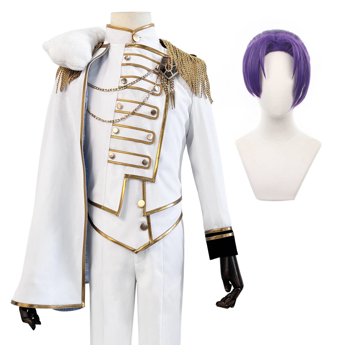 Disfraz de Reo Mikage de Blue Lock - Serie Ángeles y Demonios - Chaqueta, Pantalones, Capa Blanca y Peluca - Fantasia Cosera