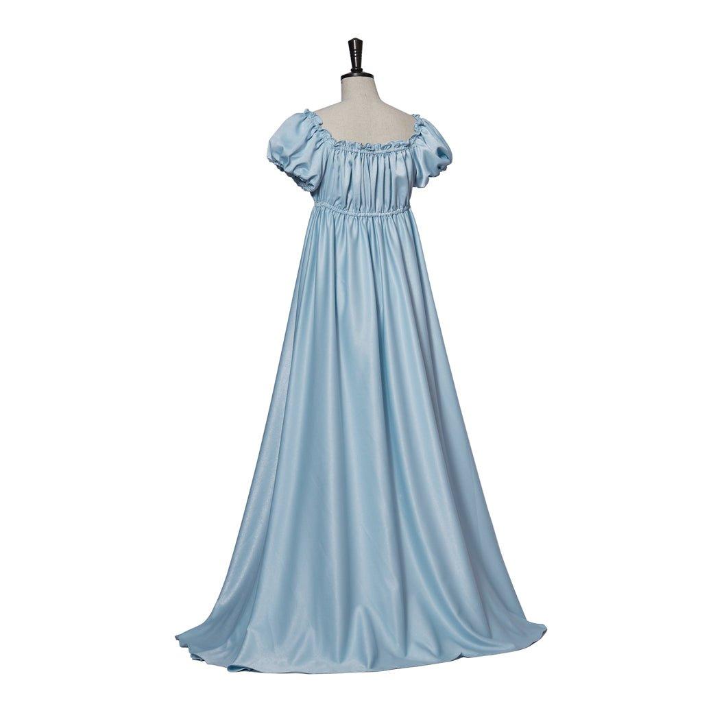 Vestido de Cosplay Bridgerton - Vestido de Regencia Azul Claro con Cintura Imperio - Fantasia Cosera