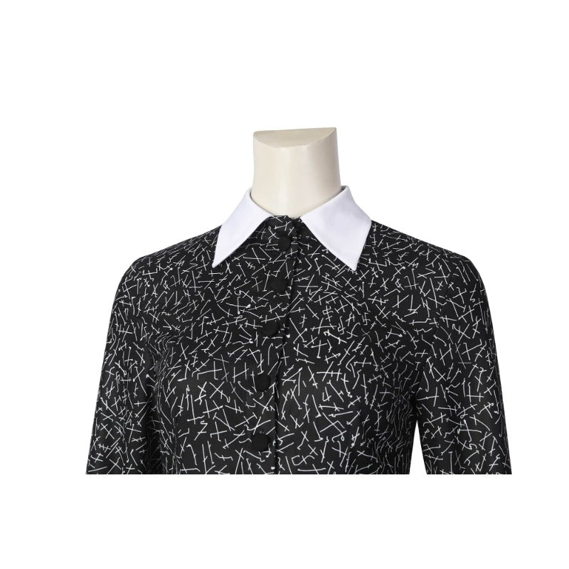 Vestido Cosplay Wednesday Addams Negro Gótico para Mujer - Fantasia Cosera