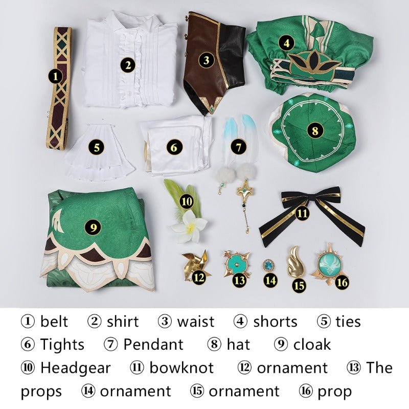 Traje de Cosplay de Venti Genshin Impact Peluca Estilo Chino Disfraz de Halloween para Mujeres - Fantasia Cosera