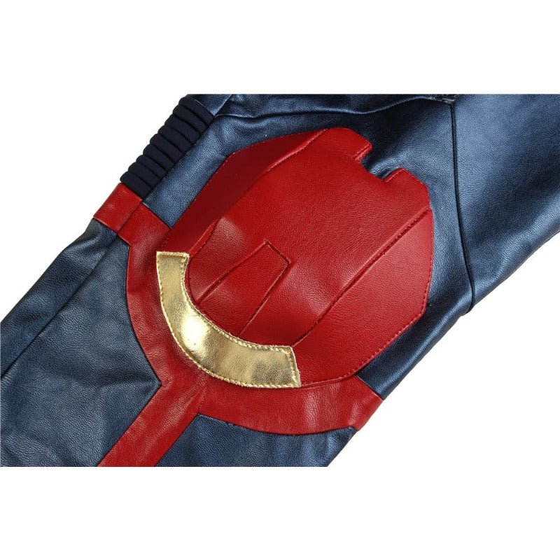 Traje de Cosplay de Cuero Azul Metálico de Captain Marvel – Ideal para Fans de Marvel - Fantasia Cosera