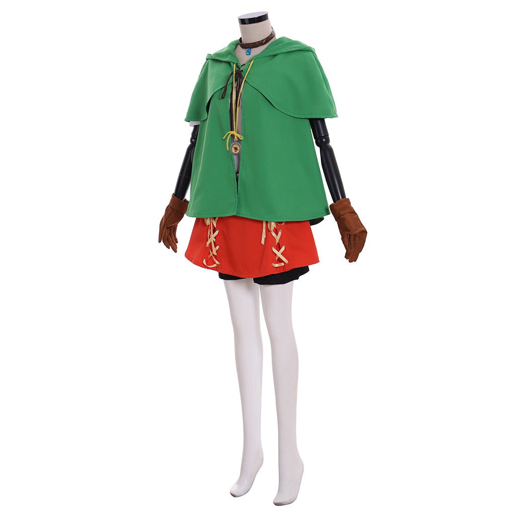 Traje de Cosplay de Linkle Elfo - Conjunto Completo con Capa Verde, Camisa, Pantalones y Falda - Fantasia Cosera
