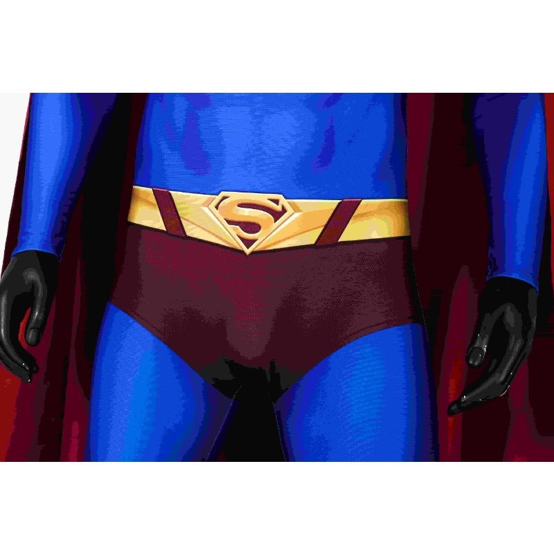 Traje de Cosplay Clark Azul Super Héroe Tierras Infinitas con Capa - Disfraz de Superman para Halloween - Fantasia Cosera
