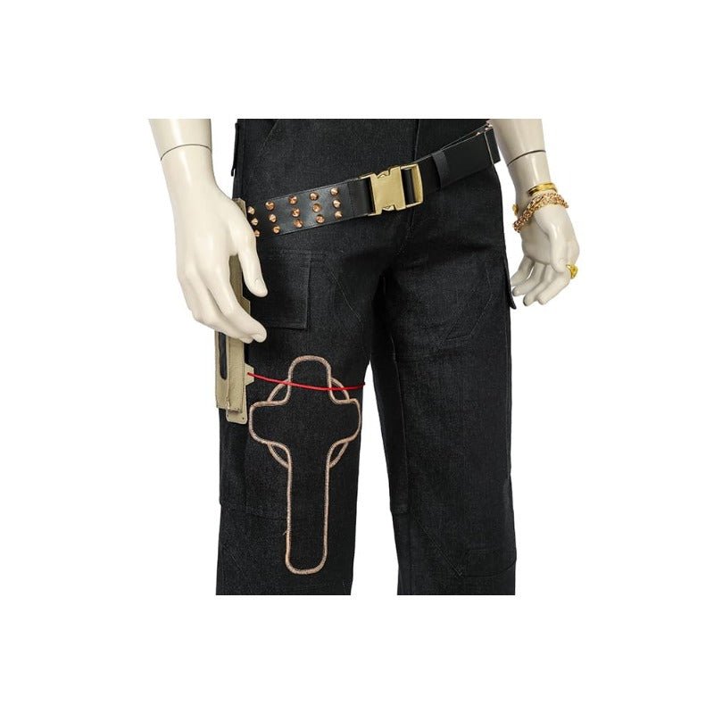 Traje de Cosplay Jackie 2077 en Piel Artificial Negro para Halloween y Fiestas - Fantasia Cosera