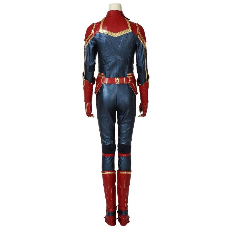 Traje de Cosplay de Cuero Azul Metálico de Captain Marvel – Ideal para Fans de Marvel - Fantasia Cosera