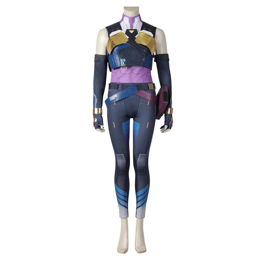 Traje de Cosplay de Neon de Valorant – Uniforme de Combate Azul para Mujer | Conjunto Completo para Halloween y Fiestas - Fantasia Cosera