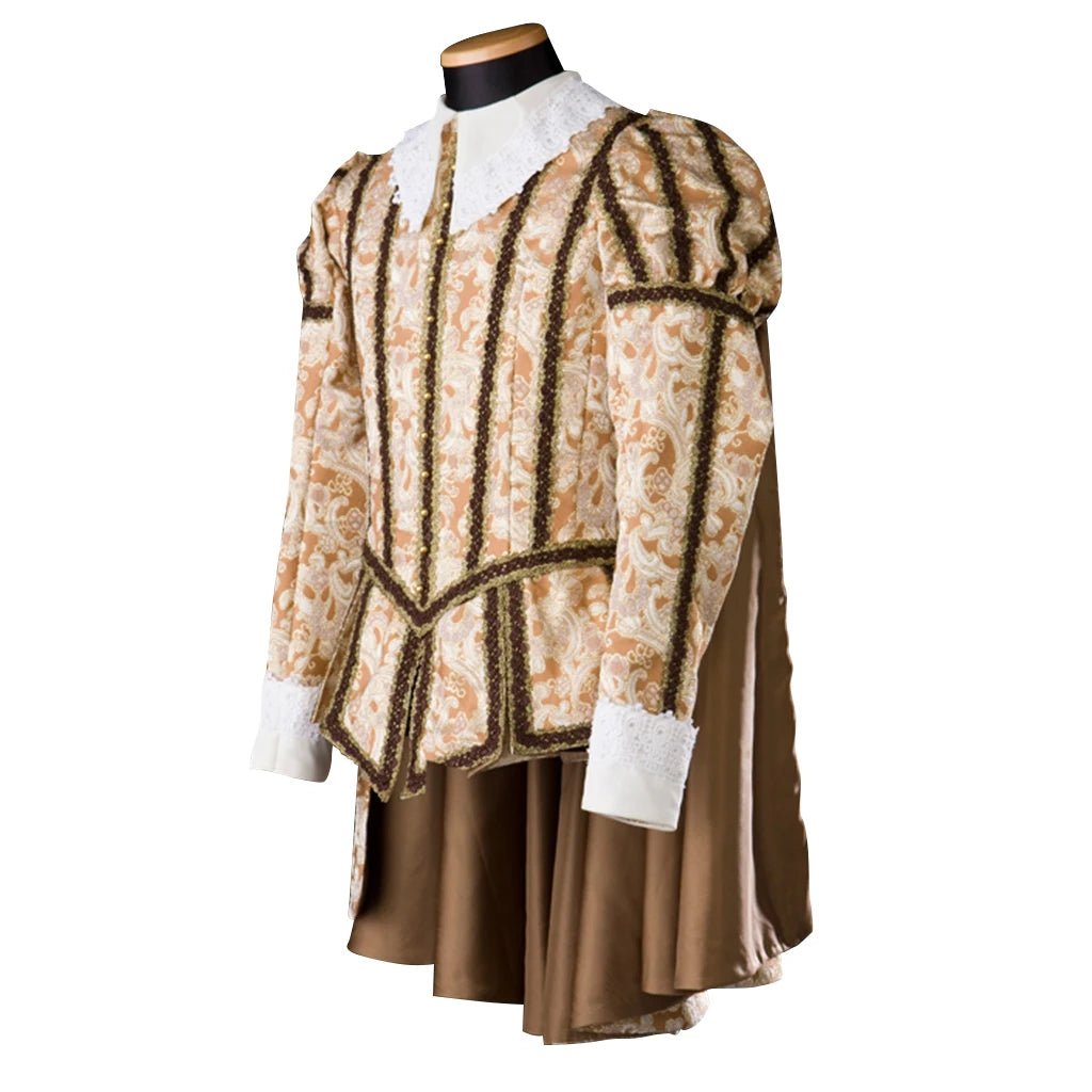 Traje de Caballero Medieval - Uniforme de Guerrero de la Corte Tudor Isabelina con Capa | Serie Renacentista Fantasía Cosera - Fantasia Cosera