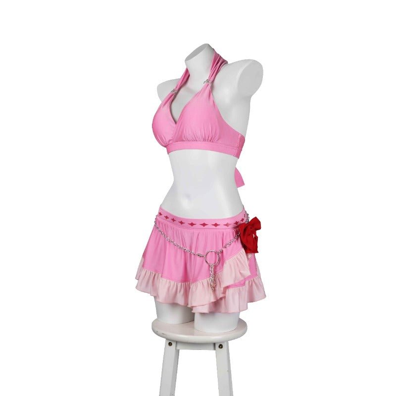 Traje de Baño de Aerith Gainsborough - Final Fantasy VII Remake Cosplay Top Halter Rosa - Fantasia Cosera