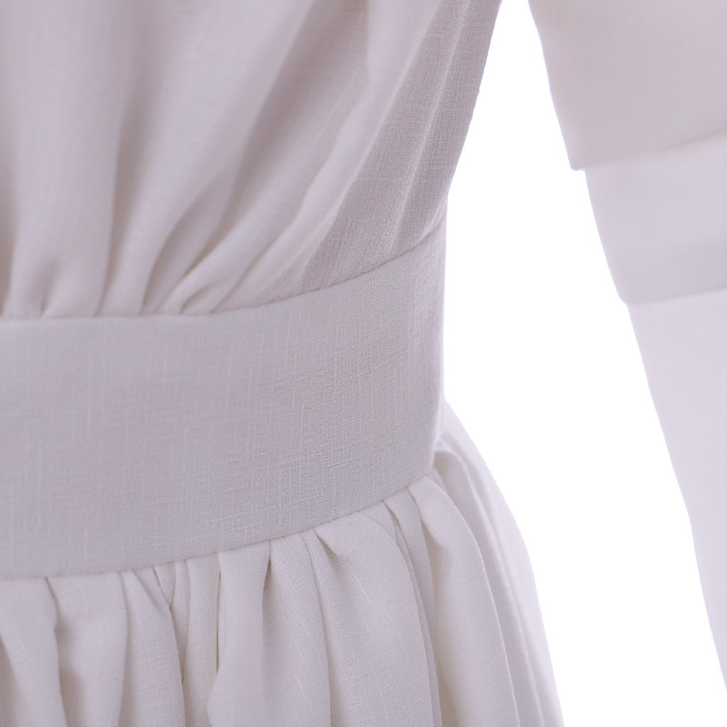 Elegante Vestido Regencia Blanco para Mujer - Estilo Clásico Jane Austen, Vestido de Bajo Busto para Baile, Traje de Boda Medieval - Fantasia Cosera