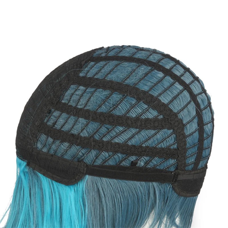 Peluca Xiao Cosplay Genshin Impact - Peluca Corta Azul Mezclado 40cm, Resistente al Calor - Fantasia Cosera