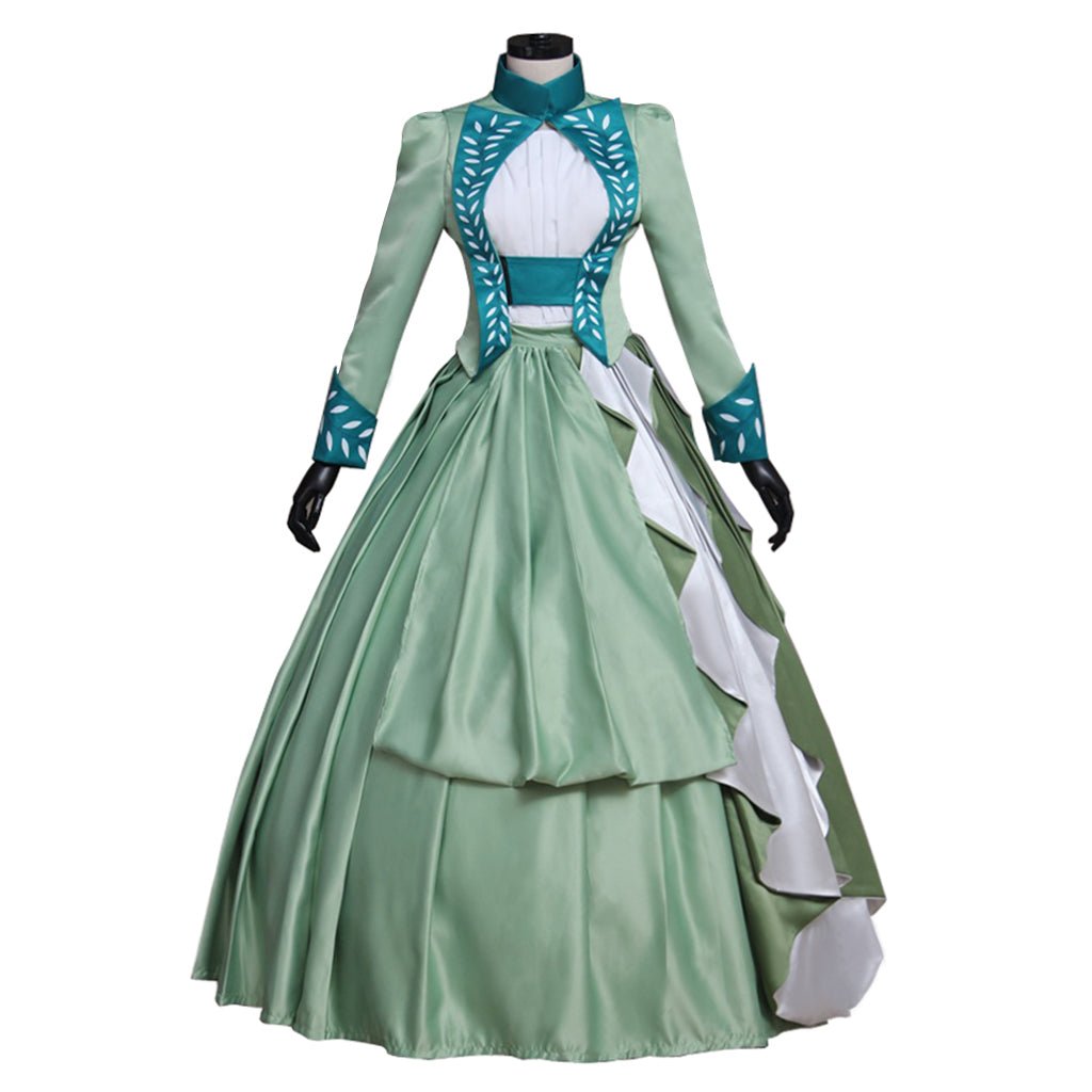 Traje de Cosplay de Mina Harker - Vestido Victoriano Verde con Polisón para Mujer - Fantasia Cosera