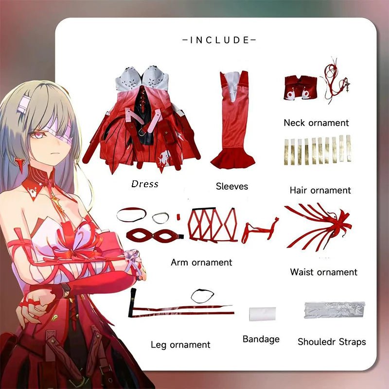 Traje de Cosplay Phrolova de Juego Wuthering Waves - Vestido Rojo de Mujer Misteriosa para Fiestas de Halloween - Fantasia Cosera
