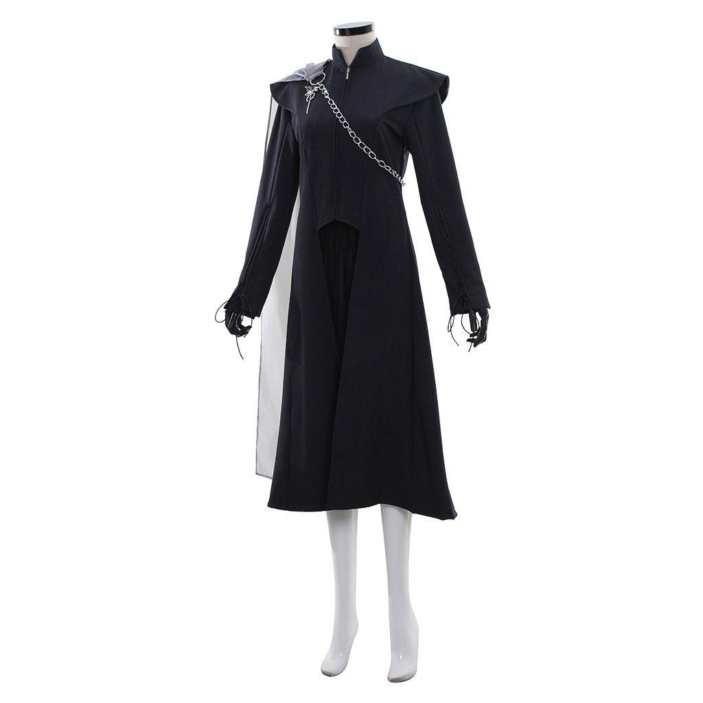 Traje de Cosplay de Daenerys Targaryen Navideño | Vestido Negro y Capa de la Edad Media - Fantasia Cosera