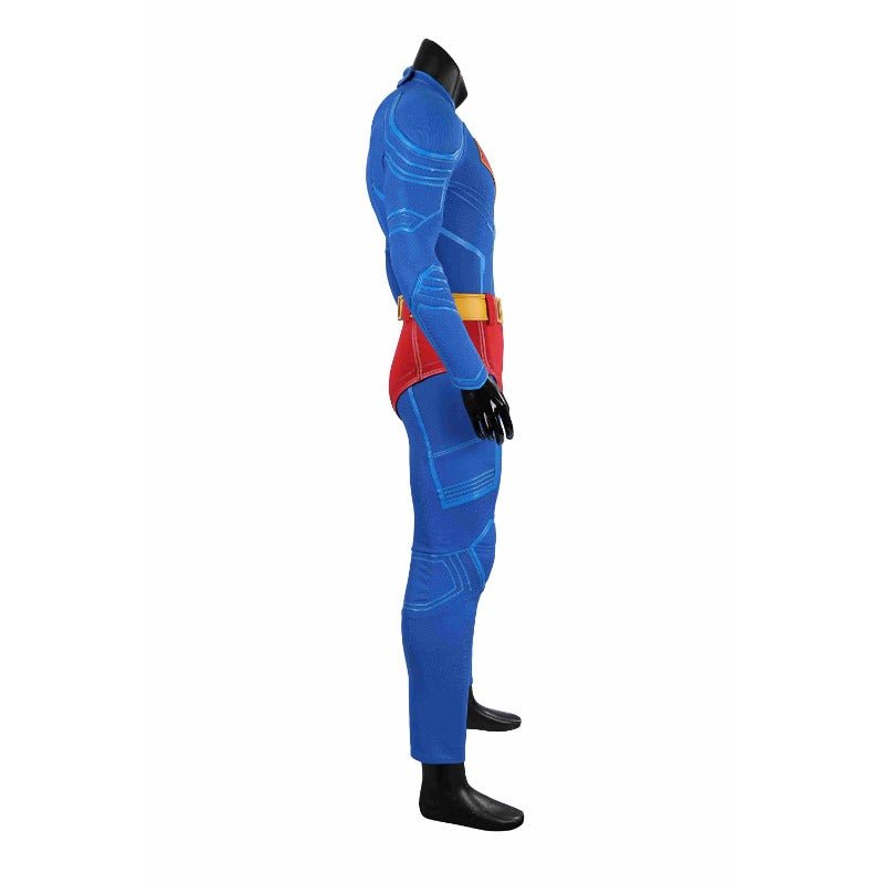 Traje de Cosplay Superhéroe Legado Clark Kent - Bodysuit Azul con Capa Roja - Fantasia Cosera