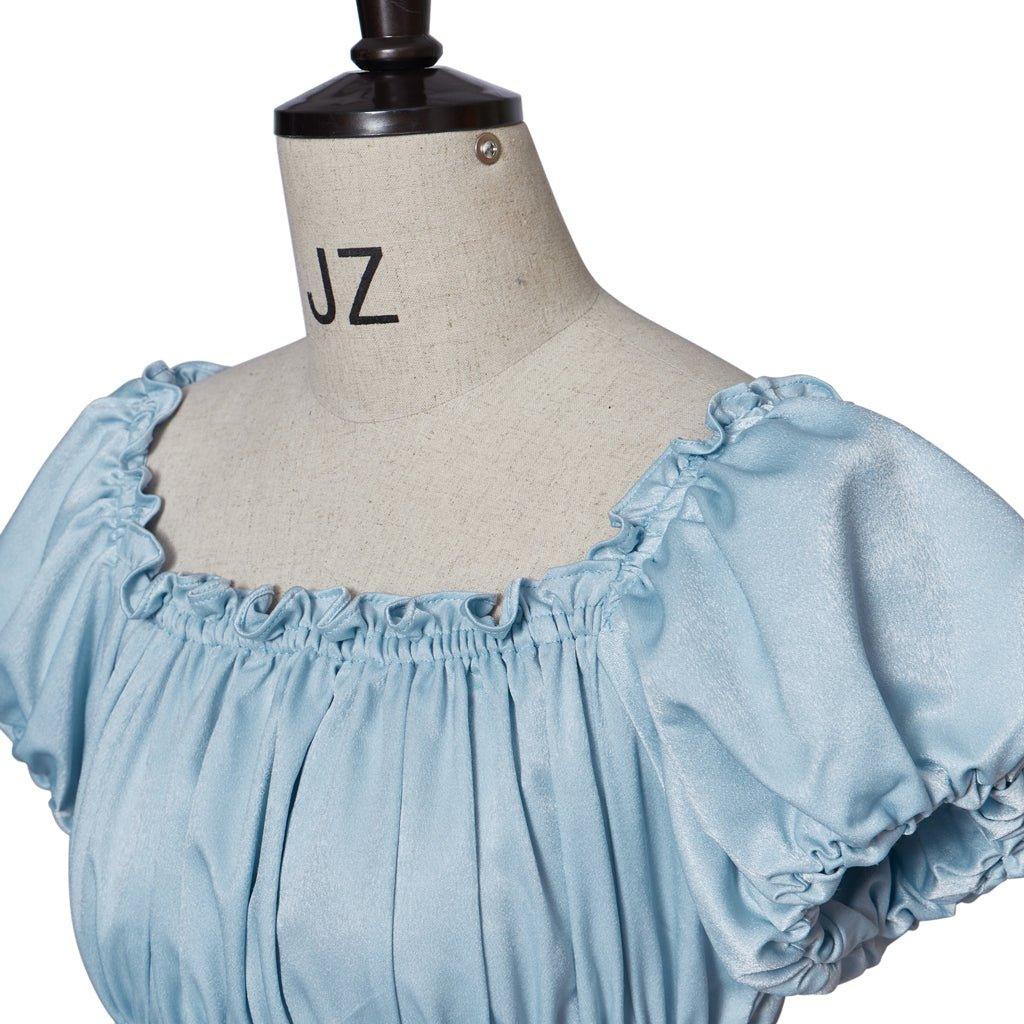 Vestido de Cosplay Bridgerton - Vestido de Regencia Azul Claro con Cintura Imperio - Fantasia Cosera