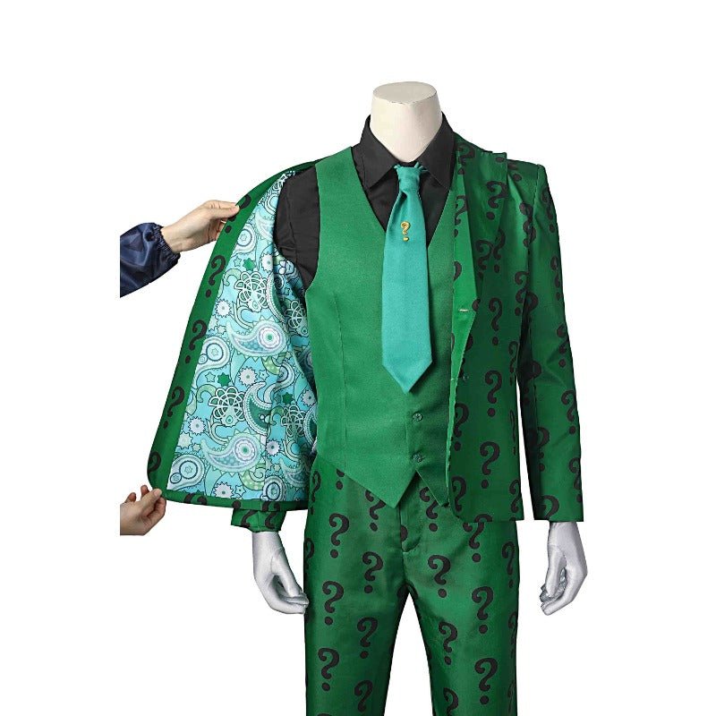 Traje de Riddler Edward Nygma Verde - Disfraz de Villano de Batman para Hombres - Fantasia Cosera