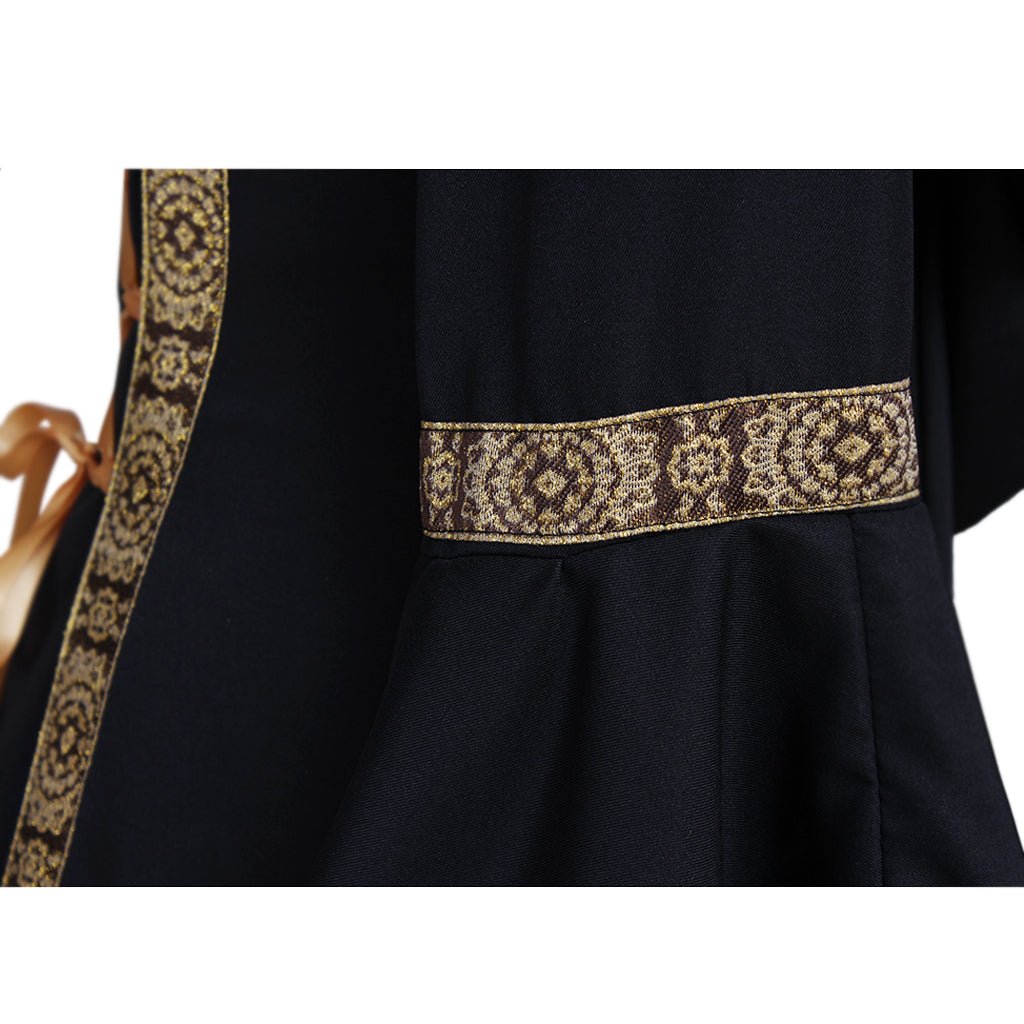 Vestido Largo Negro con Capucha Gótico Renacentista para Mujer - Disfraz de Halloween, Traje de Baile, Vestido de Reina Medieval - Fantasia Cosera