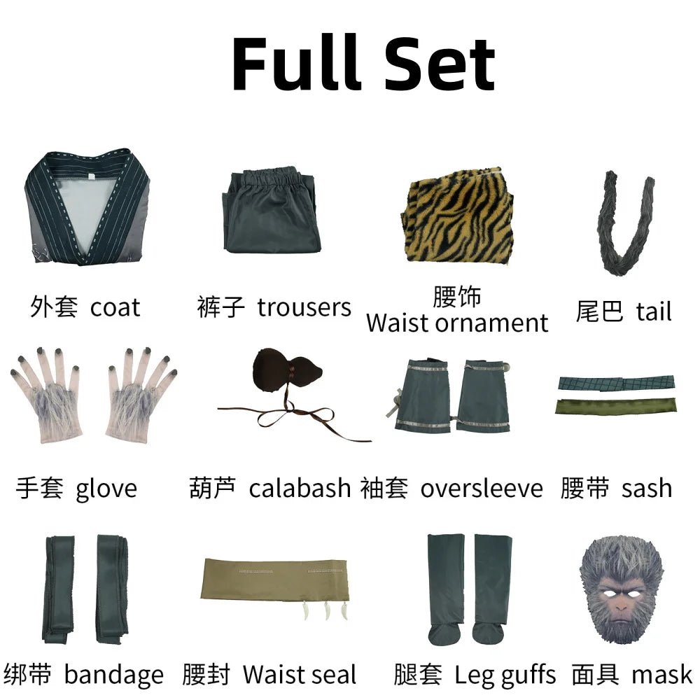 Traje de Cosplay Black Myth: Wukong | El Destinado Guerrero Enmascarado para Halloween y Expos de Anime - Fantasia Cosera