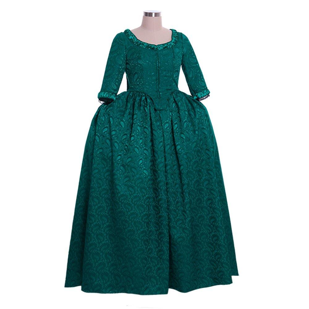 Vestido de Brocado Verde Inspirado en Marie Antoinette - Siglo XVIII Rococo Revival por Fantasía Cosera - Fantasia Cosera