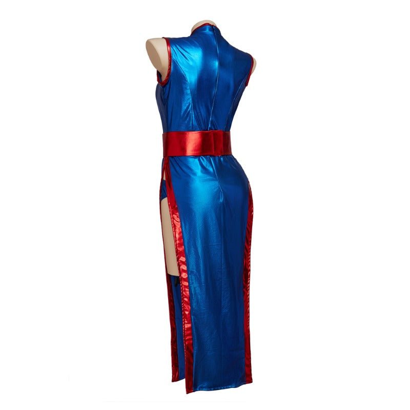 Traje de Cosplay de Chichi de Dragon Ball - Conjunto de Cheongsam Azul - Fantasia Cosera