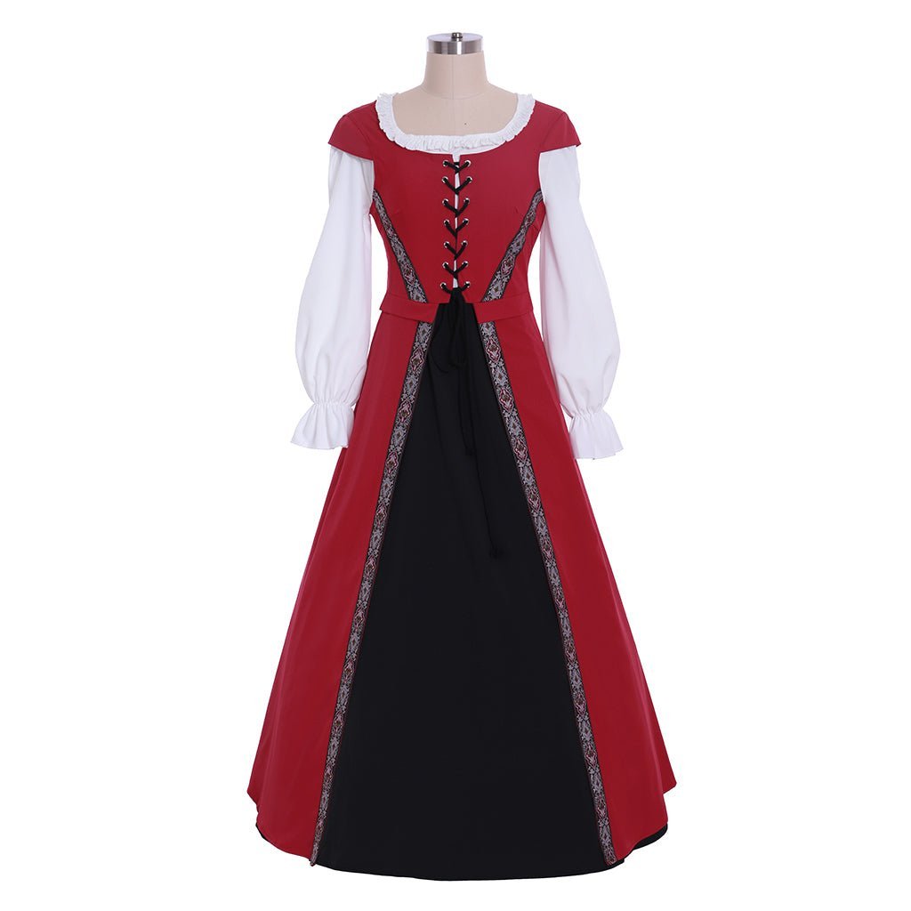 Vestido de Princesa Vikinga Medieval Renacentista para Mujer, Traje Gótico Retro Victoriano de Guerra Civil para Fiestas Temáticas y Baile - Fantasia Cosera