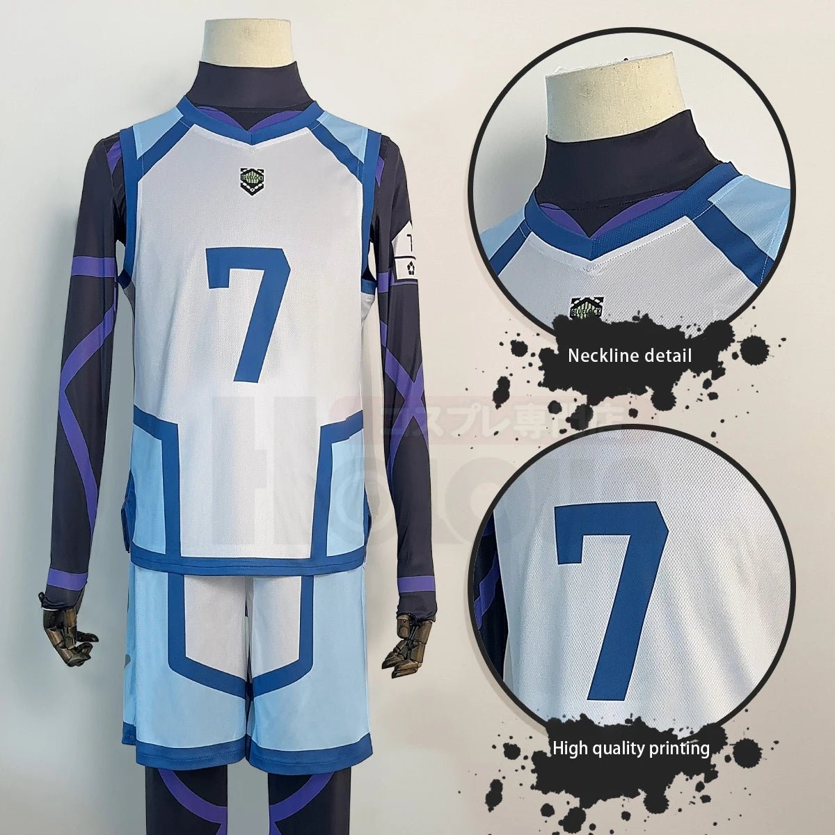 Disfraz de Cosplay de Nagi de Blue Lock Temporada 2 con Peluca NO.7 Camisetas de Entrenamiento Uniforme de Fútbol 4PCS - Fantasia Cosera
