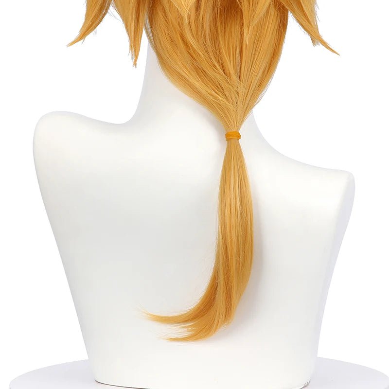 Peluca Cosplay Tohma Genshin Impact 55cm Amarilla para Hombre, Cabello Sintético Resistente al Calor - Fantasia Cosera