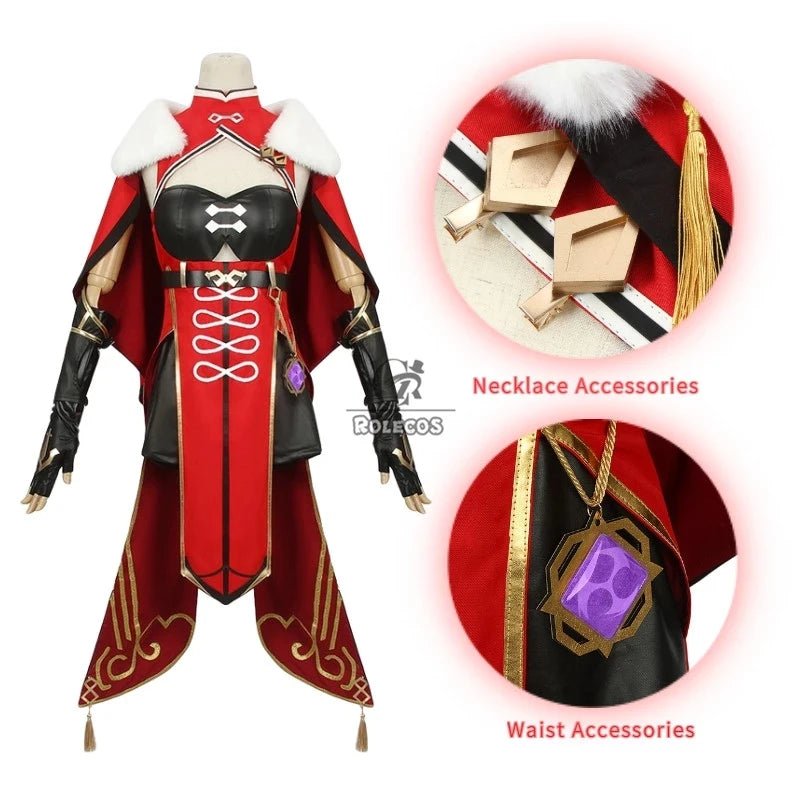 Traje de Cosplay Beidou de Genshin Impact para Mujer - Negro y Rojo - Disfraz de Halloween Completo - Fantasia Cosera
