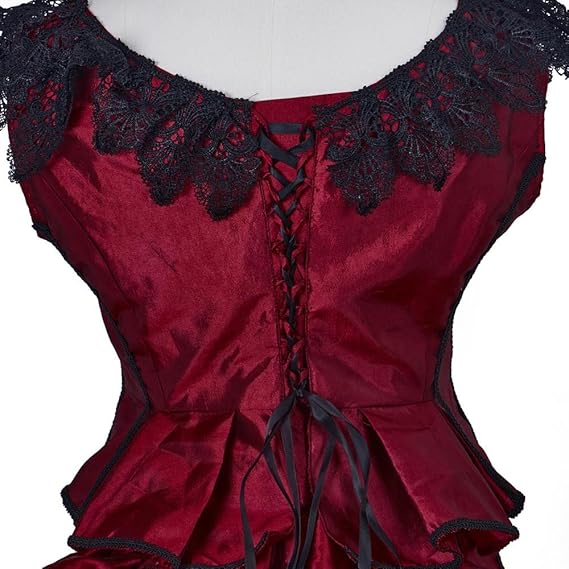 Vestido de Baile Victoriano – Vestido Gótico con Polisón del Siglo XVIII, Traje Formal de Vampiro - Fantasia Cosera