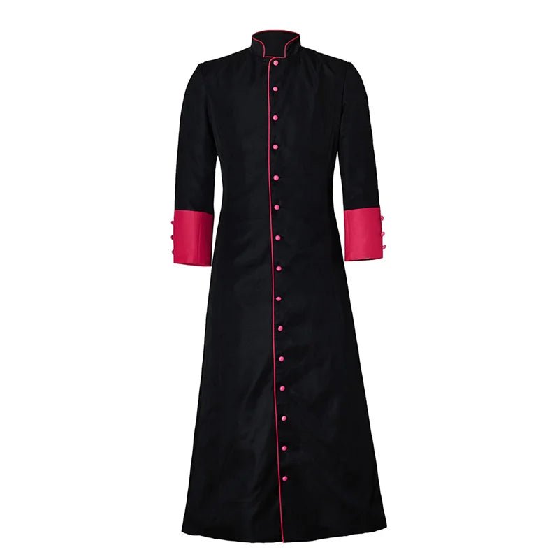 Toga Clerical Medieval - Chaqueta de Pastor Romano Negro y Rojo para Hombres | Serie Medieval Fantasía Cosera - Fantasia Cosera