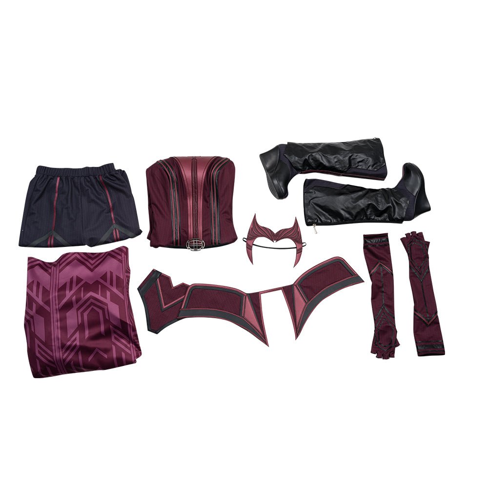 Traje de Cosplay de Wanda Maximoff para Mujeres - Disfraz de Bruja, Botas, Capa Roja Estampada, Disfraz de Halloween - Fantasia Cosera
