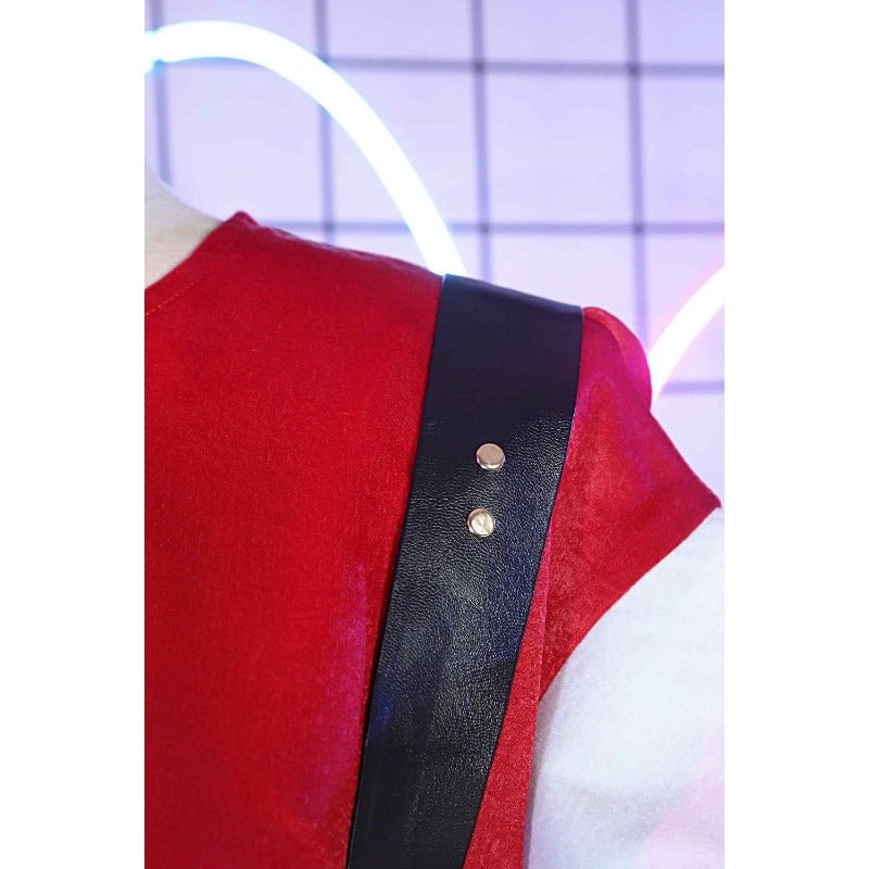 Traje de Cosplay Needy Girl Overdose - Abyss KAngel Falda de Piel Sintética Negra - Fantasia Cosera