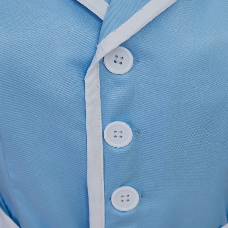 Vestido de Camarera Azul con Delantal para Mujer – Inspirado en Waitress el Musical - Fantasia Cosera