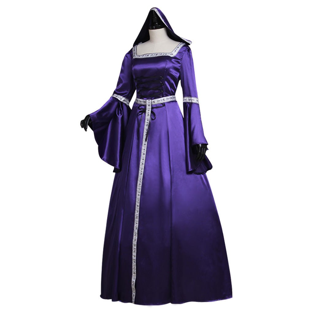 Vestido Medieval Princesa con Capucha para Cosplay, Traje Noble de Mangas Campana para Halloween y Ferias Renacentistas - Fantasia Cosera
