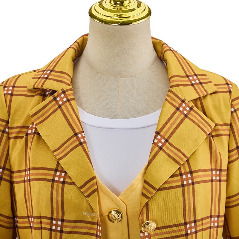 Disfraz de Cher de Clueless para Mujer - Conjunto de Chaqueta y Falda a Cuadros Amarillos de los 90 - Fantasia Cosera