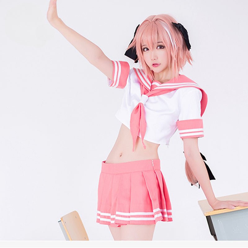 Traje de Cosplay Fate Apocrypha Astolfo Uniforme Escuela Rosa para Mujer - Fantasia Cosera