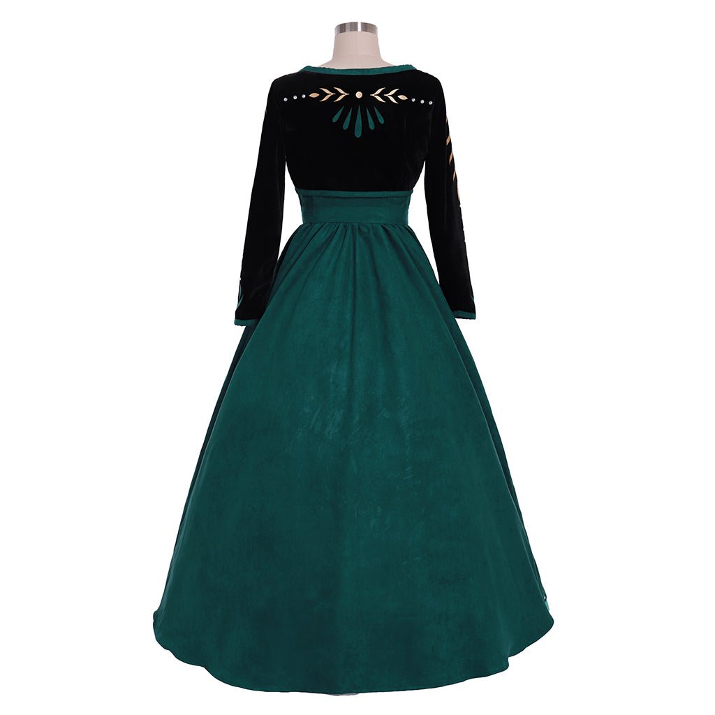 Nueva Visión Disfraz de Reina Anna de Frozen 2 Vestido Verde Oscuro | Traje de Princesa Disney para Adultos - Fantasia Cosera