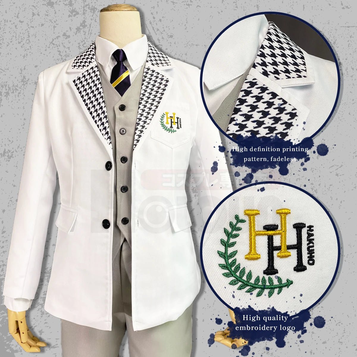 Peluca Cosplay Anime Blue Lock Nagi Reo Mikage Uniforme Escolar con Bordados y Red de Rosas - Fantasia Cosera