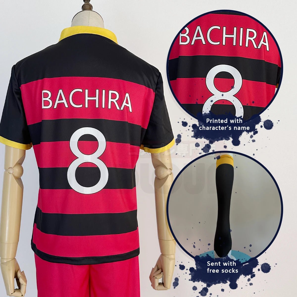 Disfraz Cosplay de Blue Lock Anime FC Barcha Bachira Otoya Lavinho con Peluca y Uniforme de Fútbol Bordado Set 3PCS - Fantasia Cosera