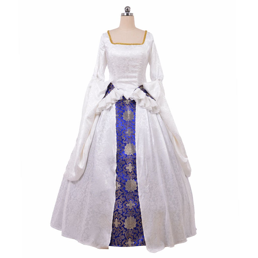 Vestido Renacentista Tudor Victoriano para Mujer | Reina Isabel I & Ana Bolena | Vestido Blanco para Cosplay y Halloween - Fantasia Cosera
