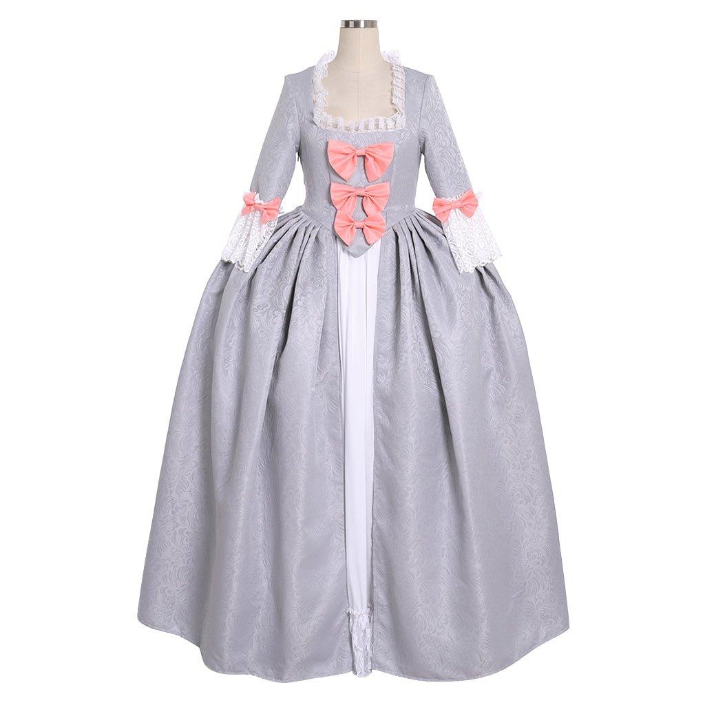 Vestido de Princesa del Período Colonial Gris | Traje Victoriano Rococo Reina Marie Antoinette - Fantasia Cosera