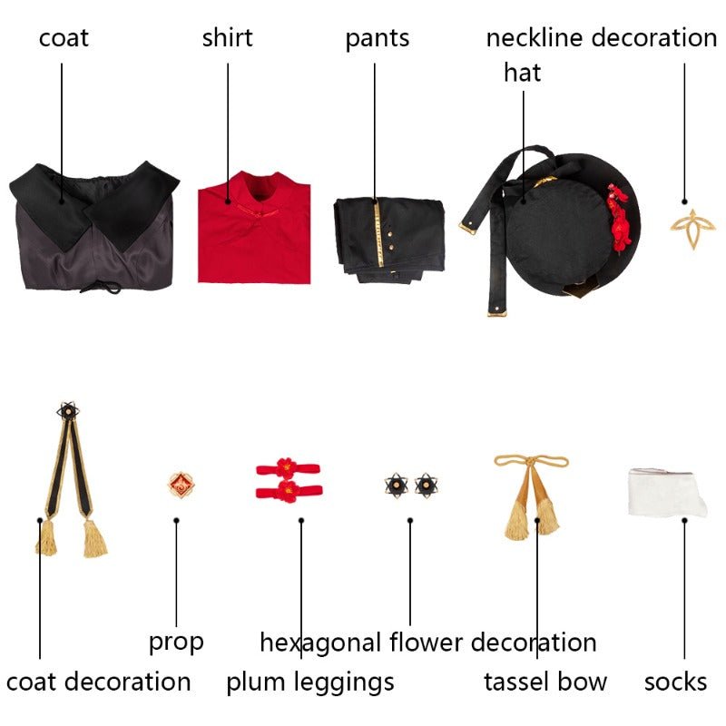 Traje de Cosplay de Hutao de Genshin Impact para Halloween con Sombrero - Fantasia Cosera