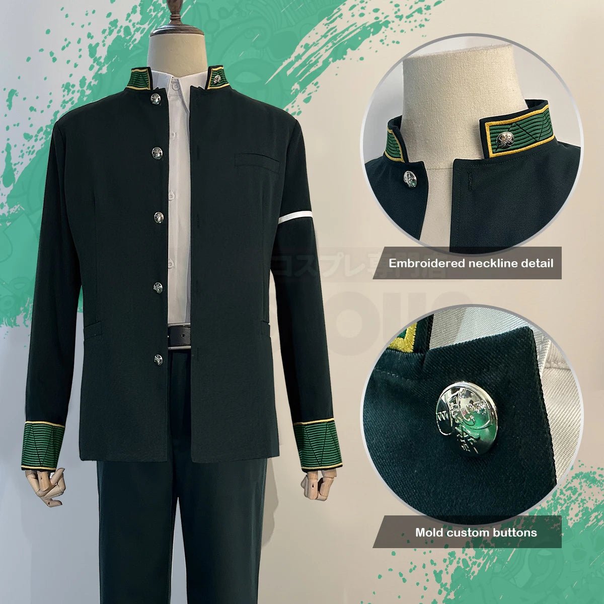 Disfraz de Cosplay de Akihiko Nirei de Wind Breaker - Chaqueta Verde, Pantalones, Camisa Blanca y Peluca - Fantasia Cosera