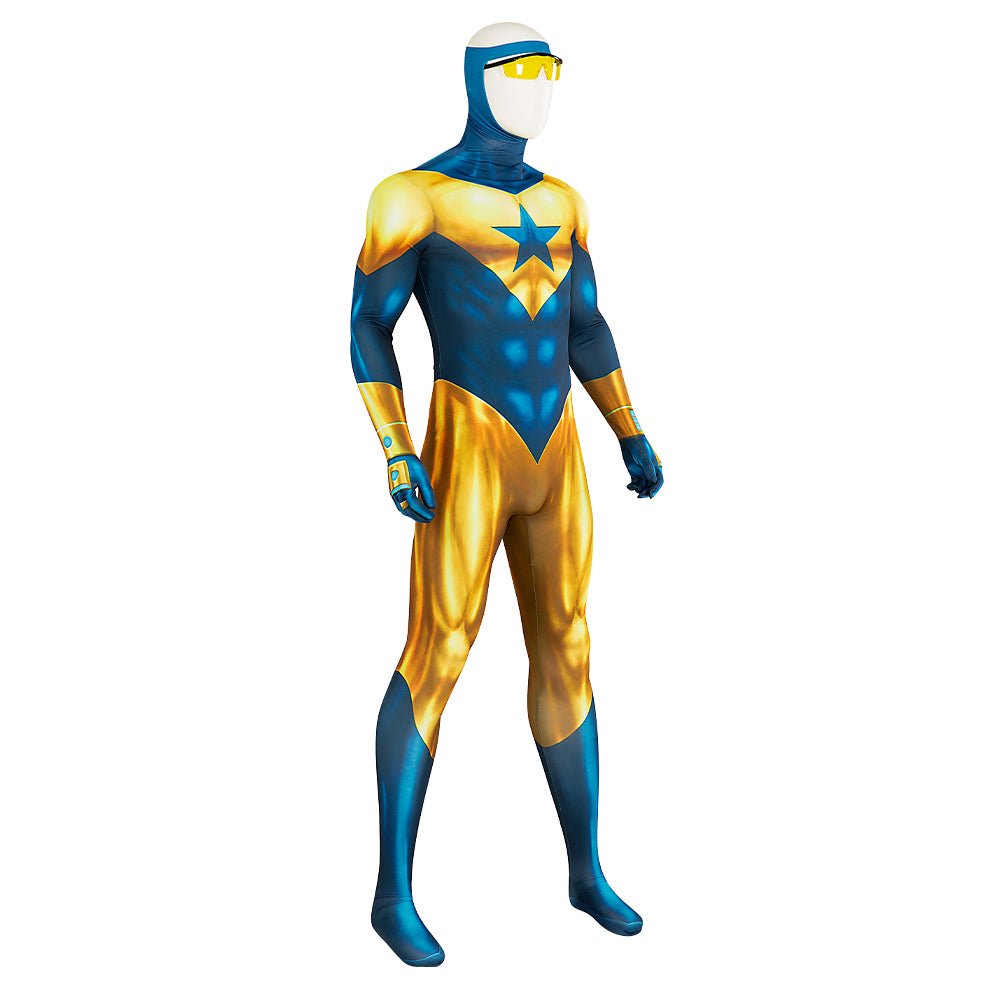 Traje de Booster Gold Michael Jon Carter para Hombres – Cosplay con Gafas - Fantasia Cosera