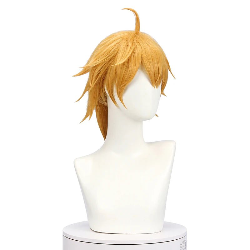 Peluca Cosplay Tohma Genshin Impact 55cm Amarilla para Hombre, Cabello Sintético Resistente al Calor - Fantasia Cosera