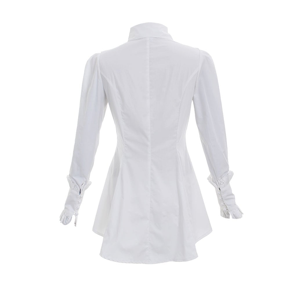 Blusa Victoriana Gótica Blanca con Volantes para Mujer, Camisa Romántica Vintage de Estilo Steampunk - Fantasia Cosera