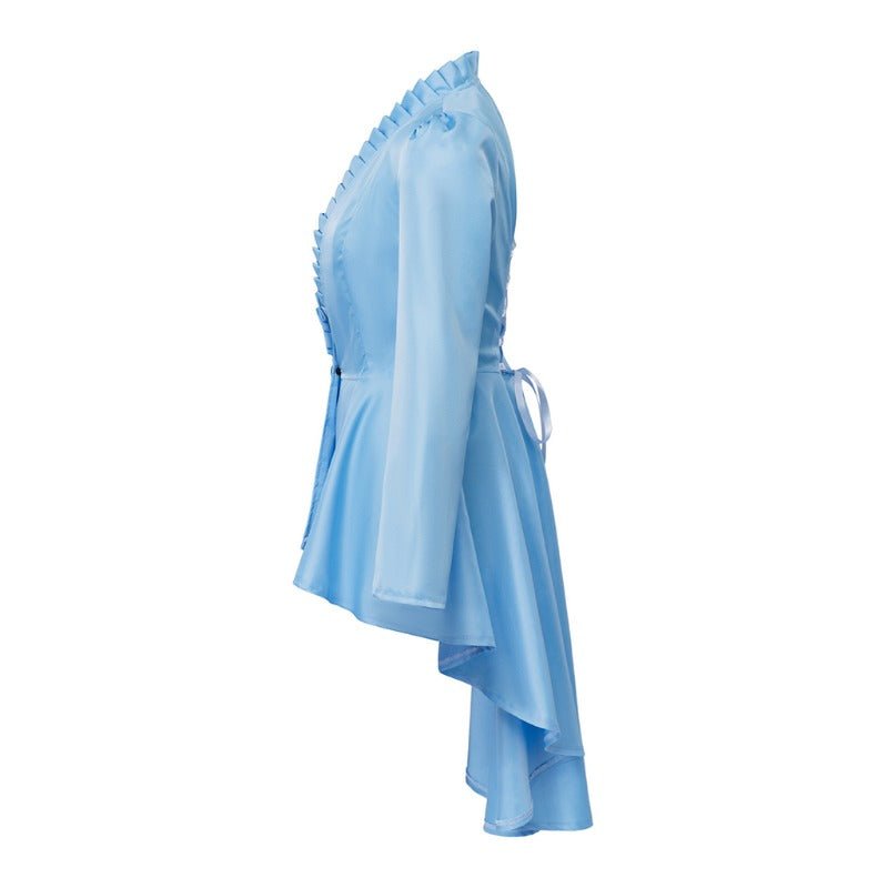 Vestido Gótico Medieval de Cocktail Alto-Bajo – Traje de Cosplay de Manga Larga para Mujer - Fantasia Cosera