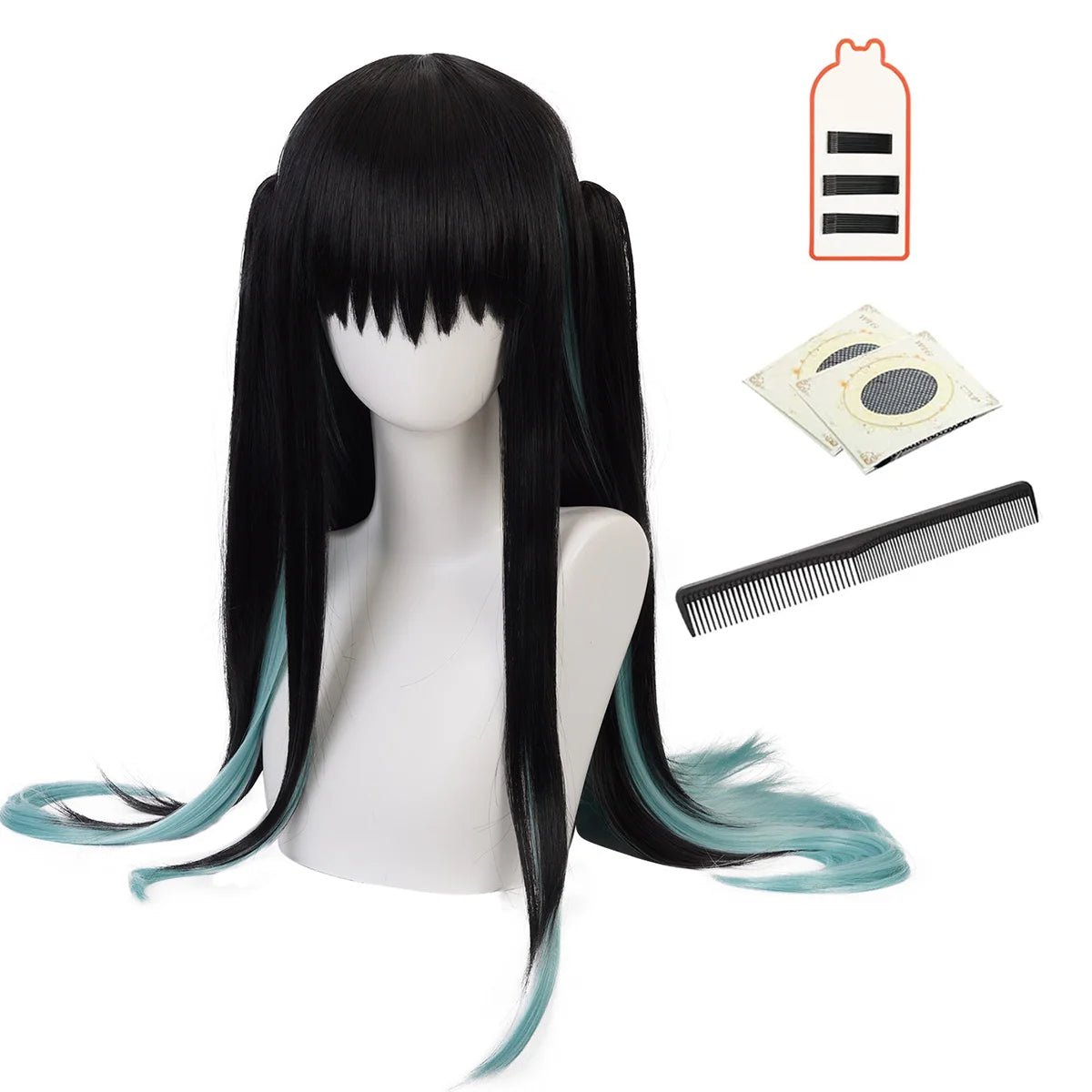 Peluca Cosplay Tokitou Muichirou Anime Demon Slayer Fibra Sintética Resistente al Calor Talla Ajustable - Fantasia Cosera