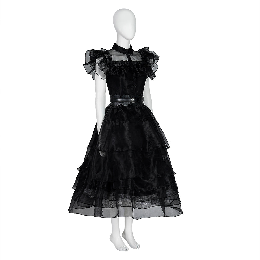 Vestido de Baile Wednesday Addams La Familia Addams Película Cosplay - Fantasia Cosera