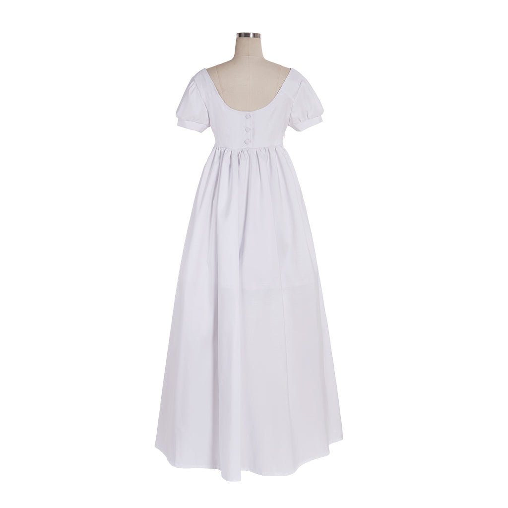 Vestido Regencia Blanco Sencillo para Damas - Vestido de Baile de Té Hecho a Medida - Estilo Medieval - Fantasia Cosera
